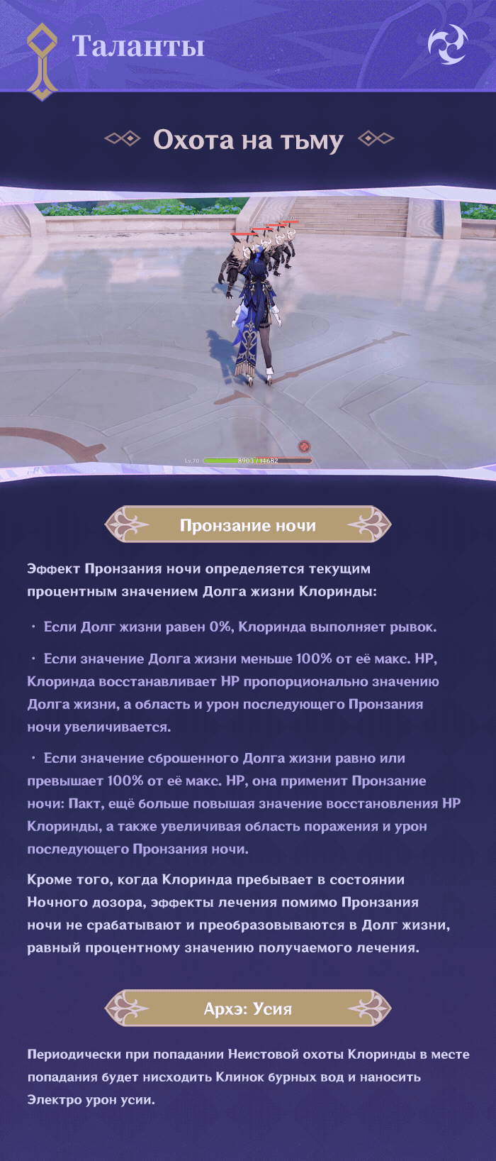 Иллюстрация к статье ««Когда я достаю свой клинок, я становлюсь орудием закона Фонтейна», - «Хранительница света, теневая охотница» Клоринда»