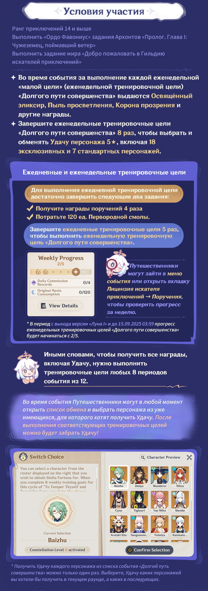 Иллюстрация к статье ««Долгий путь совершенства» и Блуждающая Удача: Удача персонажа 5★ и повышение максимального уровня возвышения персонажа в подарок!»