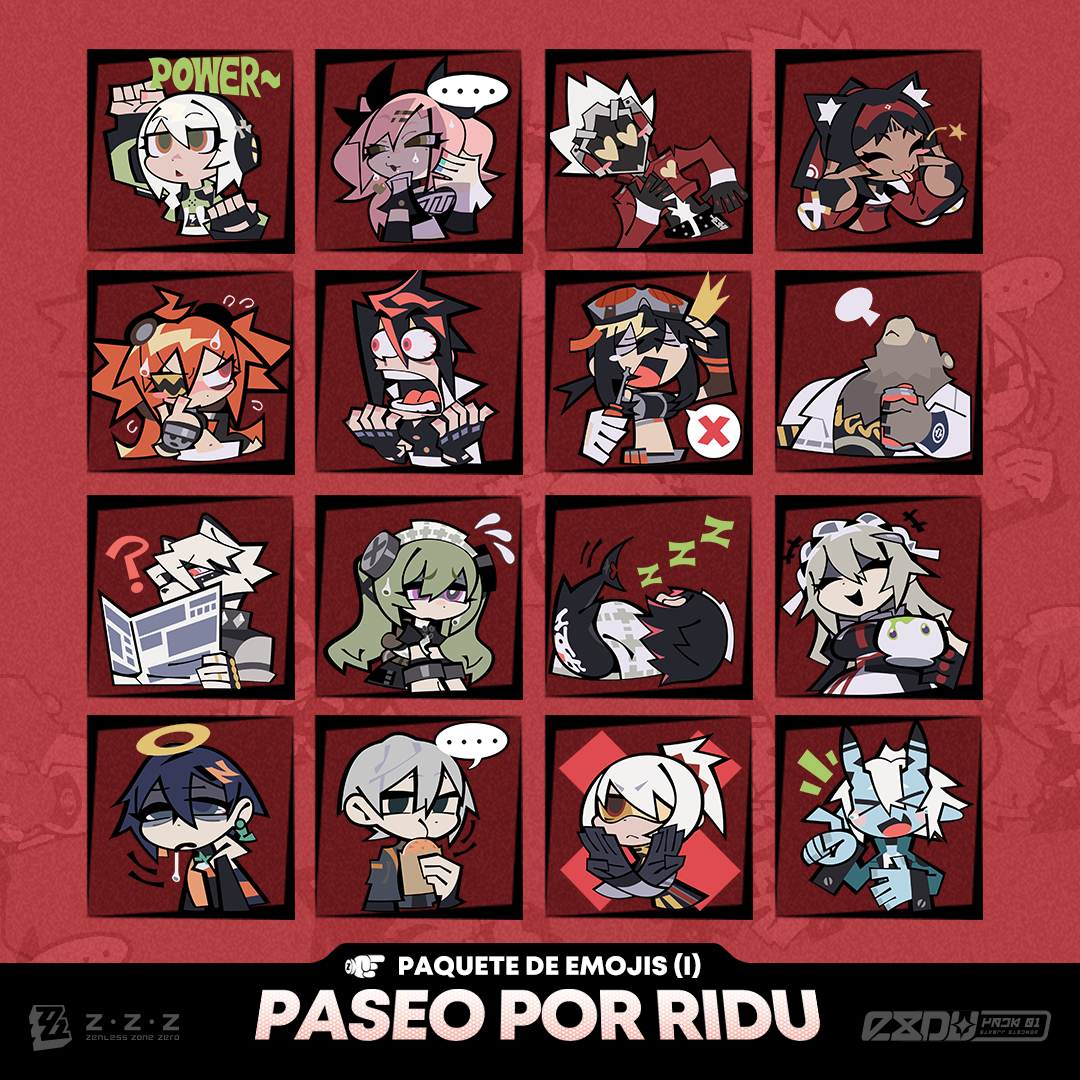 Zenless zone zero paquete de emojis de paseo por ridu i web